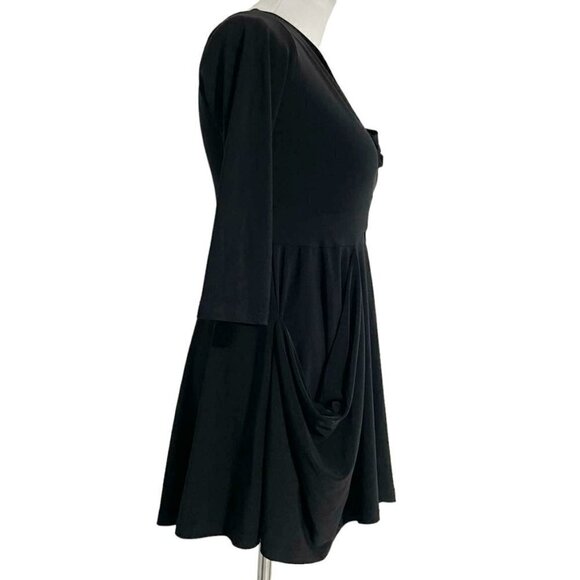 Sympli 2  Top Blouse Tunic Slinky Liquid Black Pockets Lagenlook Boho - Picture 4 of 8